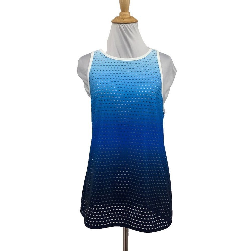 Lorna Jane Uniquely‎ Tank Top Womens M Medium Ink Blue Ombre Element Excel Mesh